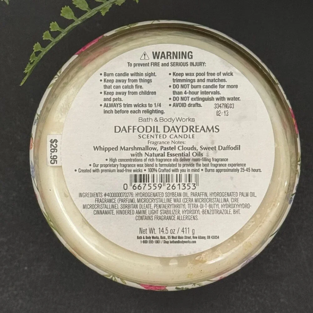 BBW Daffodil Daydreams Bath & Body Works 3 Wick Candle - Picture 10 of 10